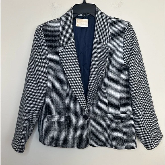 Classic Vintage Pendleton Houndstooth Blazer Size 14 (Runs Small) - Picture 9 of 14